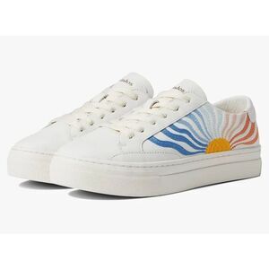 Soludos Plataform Groovy Wave Ibiza Blanco Embroidered Sneaker Shoes Women's 7US